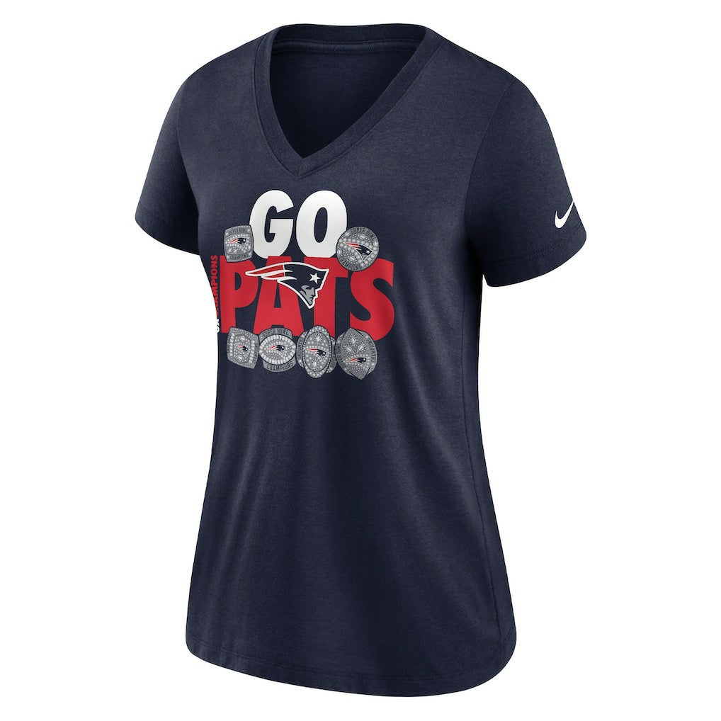 New England Patriots Women's Hometown Collection Tri-Blend V-Neck T-Shirt Navy - Nike