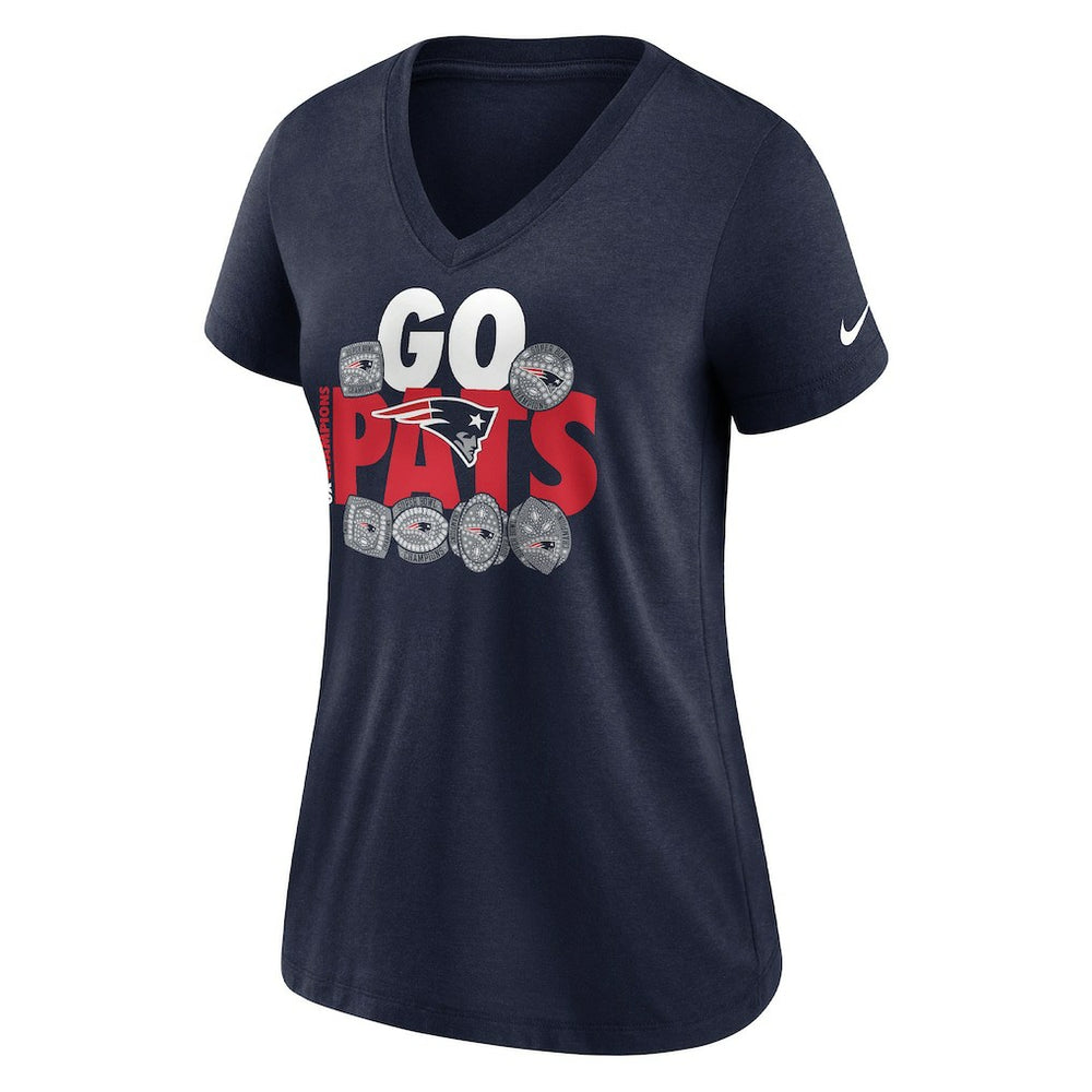 New England Patriots Women's Hometown Collection Tri-Blend V-Neck T-Shirt Navy - Nike