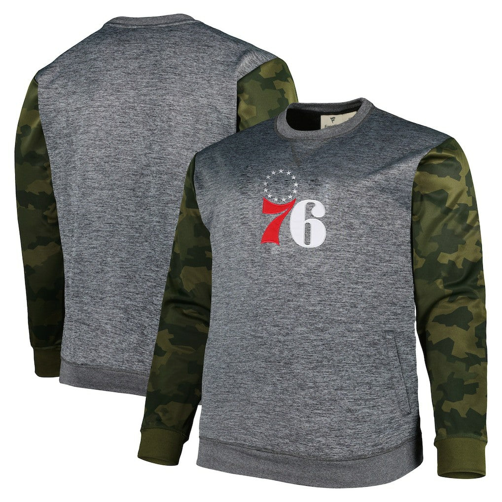 Fanatics - Philadelphia 76ers Big & Tall Camo Stitched Sweatshirt - Heather Charcoal