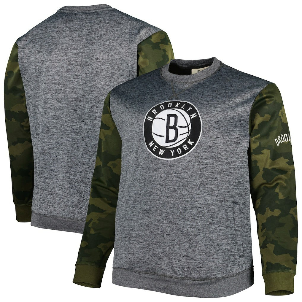 Fanatics - Brooklyn Nets Big & Tall Camo Stitched Sweatshirt - Heather Charcoal