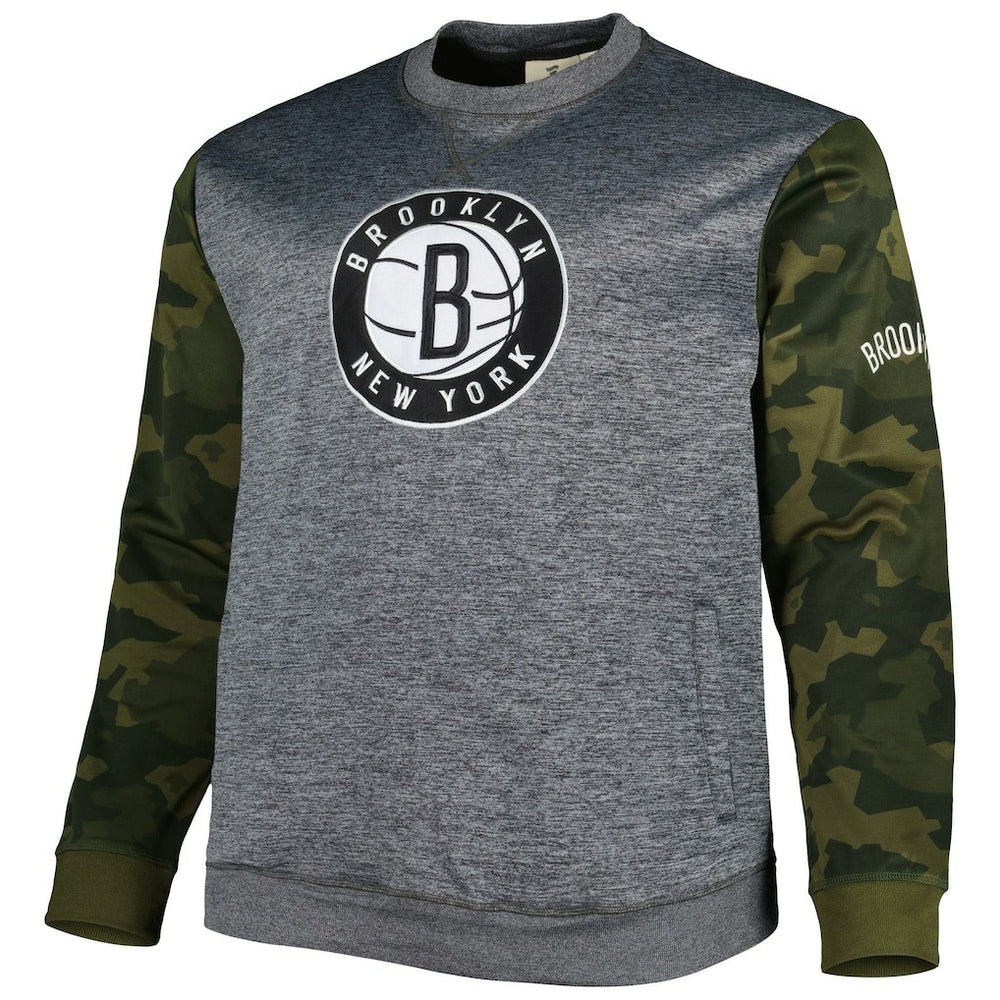 Fanatics - Brooklyn Nets Big & Tall Camo Stitched Sweatshirt - Heather Charcoal