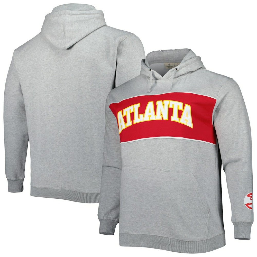 Fanatics - Atlanta Hawks Big & Tall Wordmark Pullover Hoodie - Heather Gray
