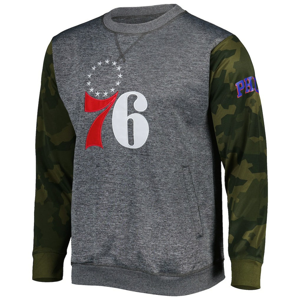 Fanatics - Philadelphia 76ers Camo Stitched Sweatshirt - Heather Charcoal