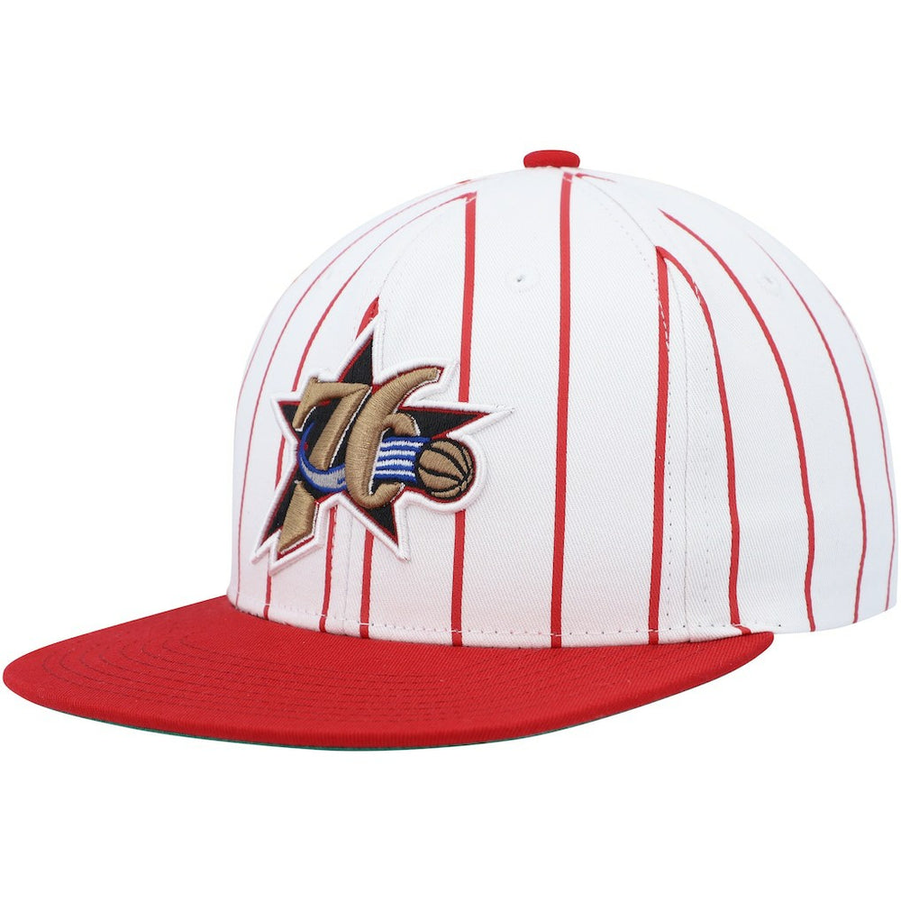 Mitchell & Ness - Philadelphia 76ers Hardwood Classics Pinstripe Snapback Hat - White