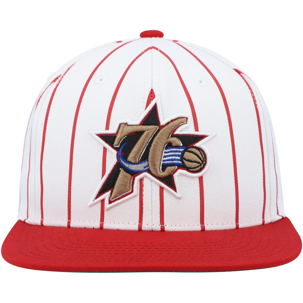Mitchell & Ness - Philadelphia 76ers Hardwood Classics Pinstripe Snapback Hat - White
