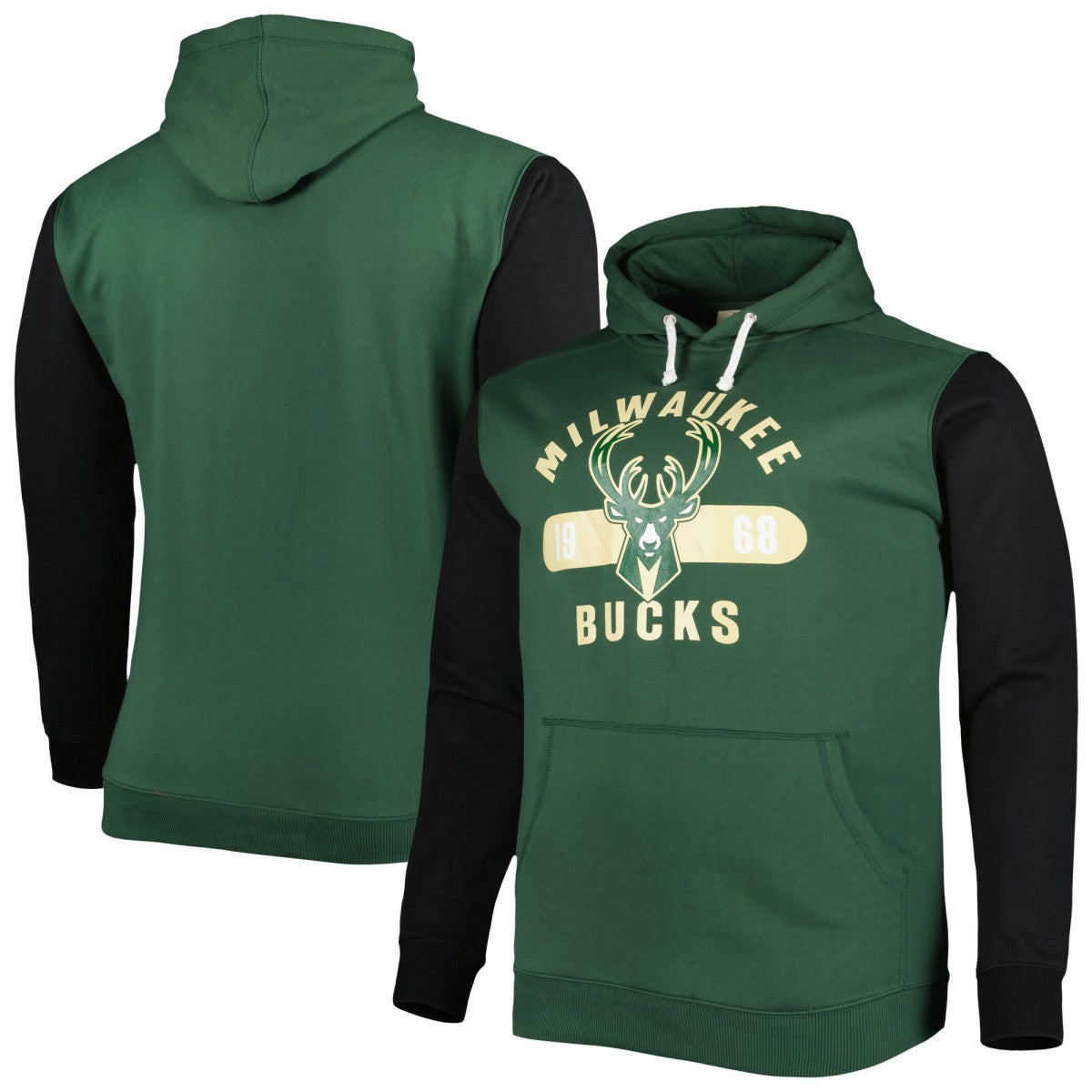 Fanatics - Milwaukee Bucks Big & Tall Bold Attack Pullover Hoodie - Hunter Green/Black