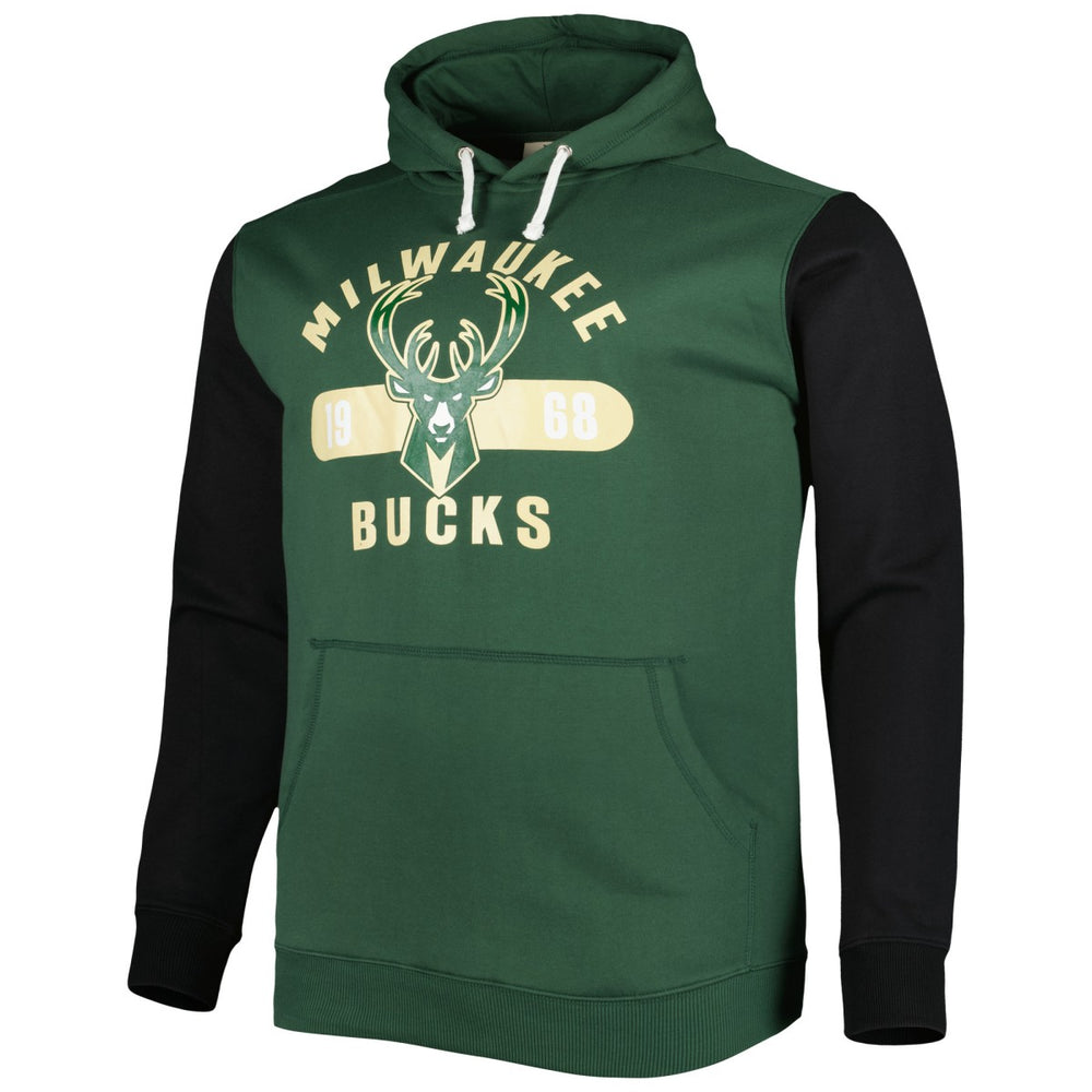 Fanatics - Milwaukee Bucks Big & Tall Bold Attack Pullover Hoodie - Hunter Green/Black