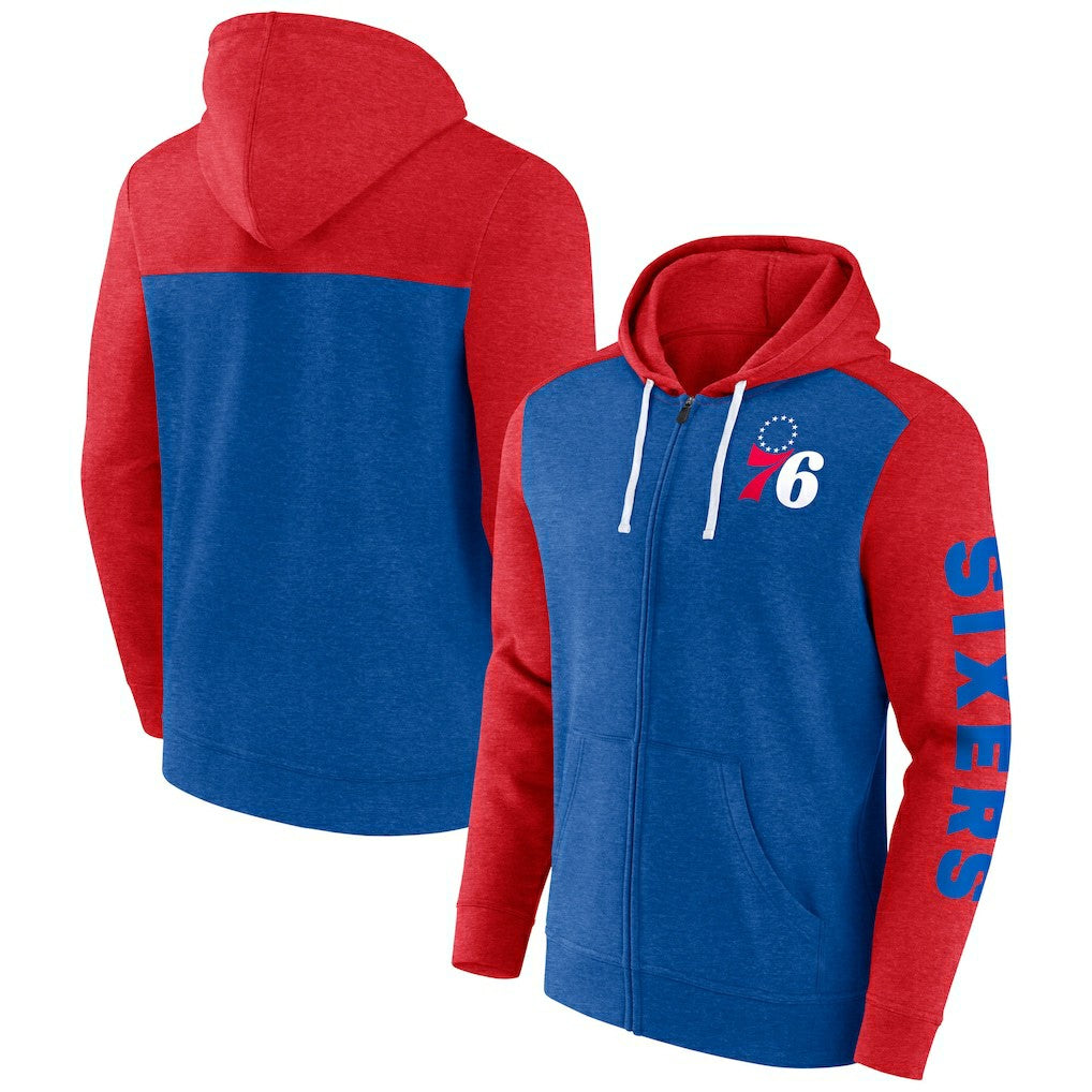 Fanatics - Philadelphia 76ers Big & Tall Down and Distance Full-Zip Hoodie - Royal/Red