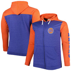 Fanatics - New York Knicks Big & Tall Down and Distance Full-Zip Hoodie - Heathered Blue/Heathered Orange