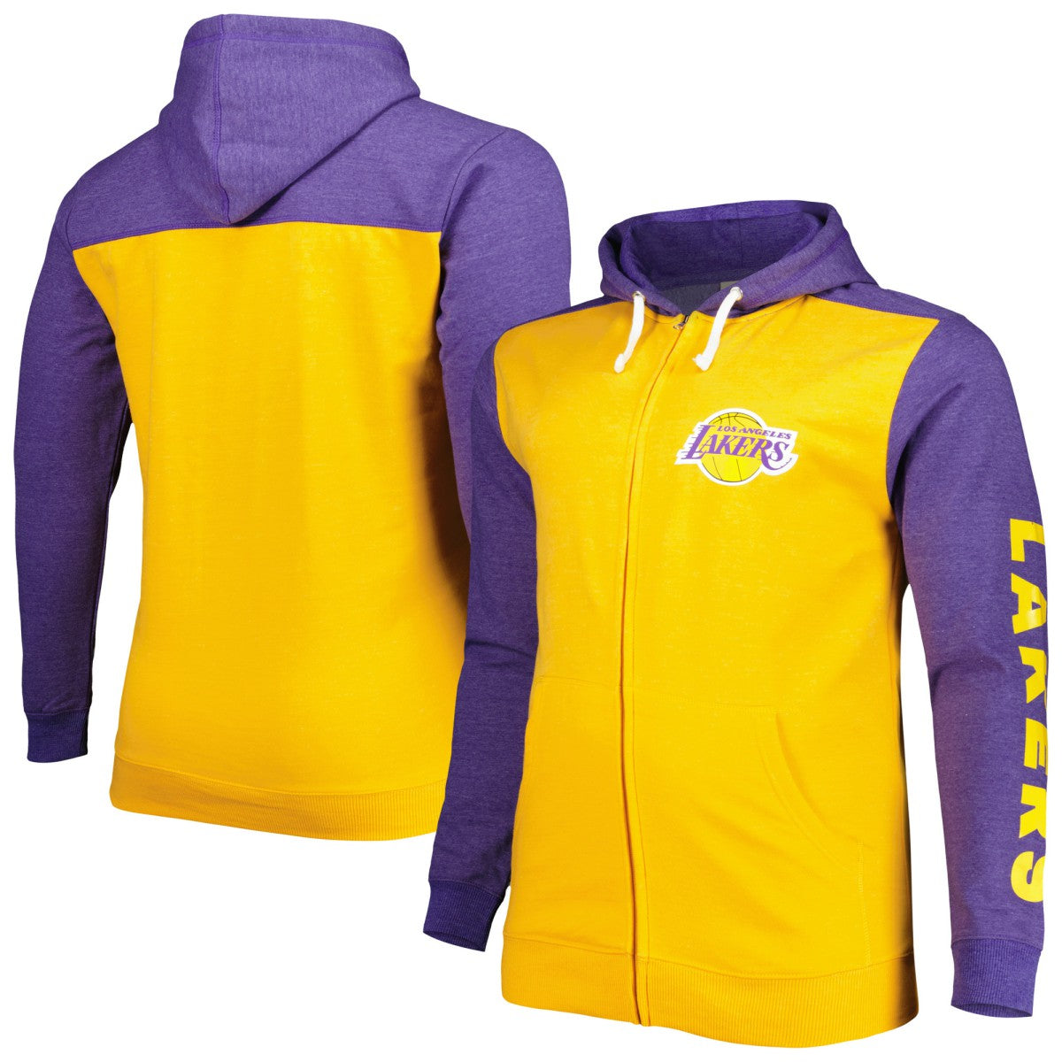 Fanatics - Los Angeles Lakers Big & Tall Down and Distance Full-Zip Hoodie - Gold/Purple