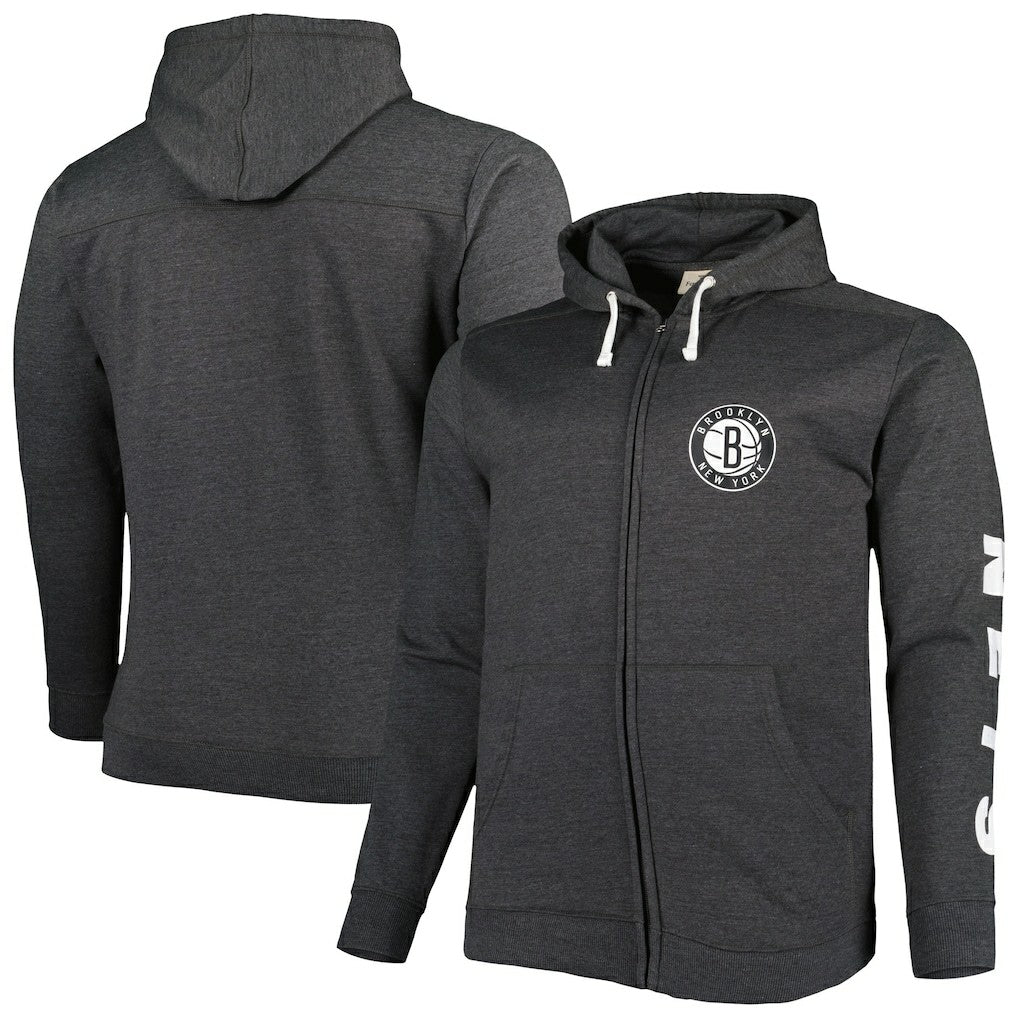 Fanatics - Brooklyn Nets Big & Tall Down and Distance Full-Zip Hoodie - Heathered Black