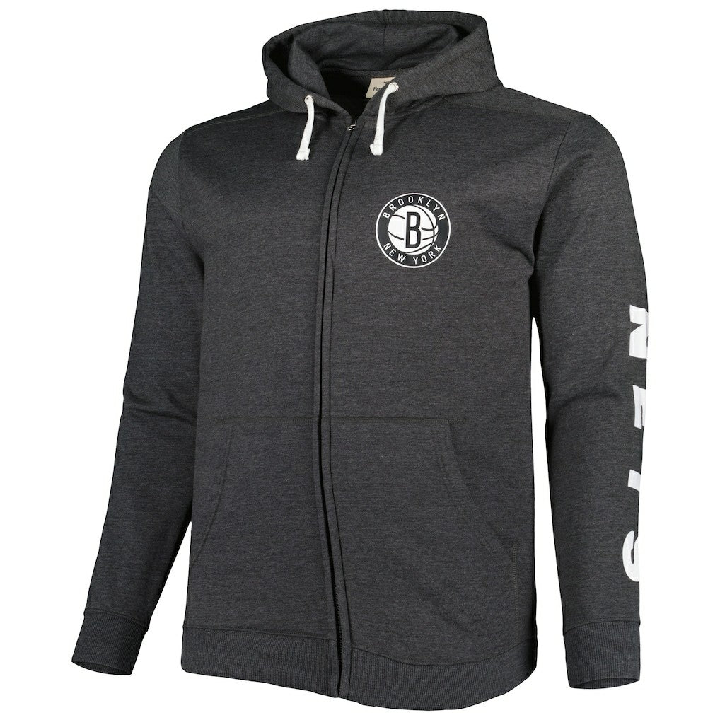 Fanatics - Brooklyn Nets Big & Tall Down and Distance Full-Zip Hoodie - Heathered Black