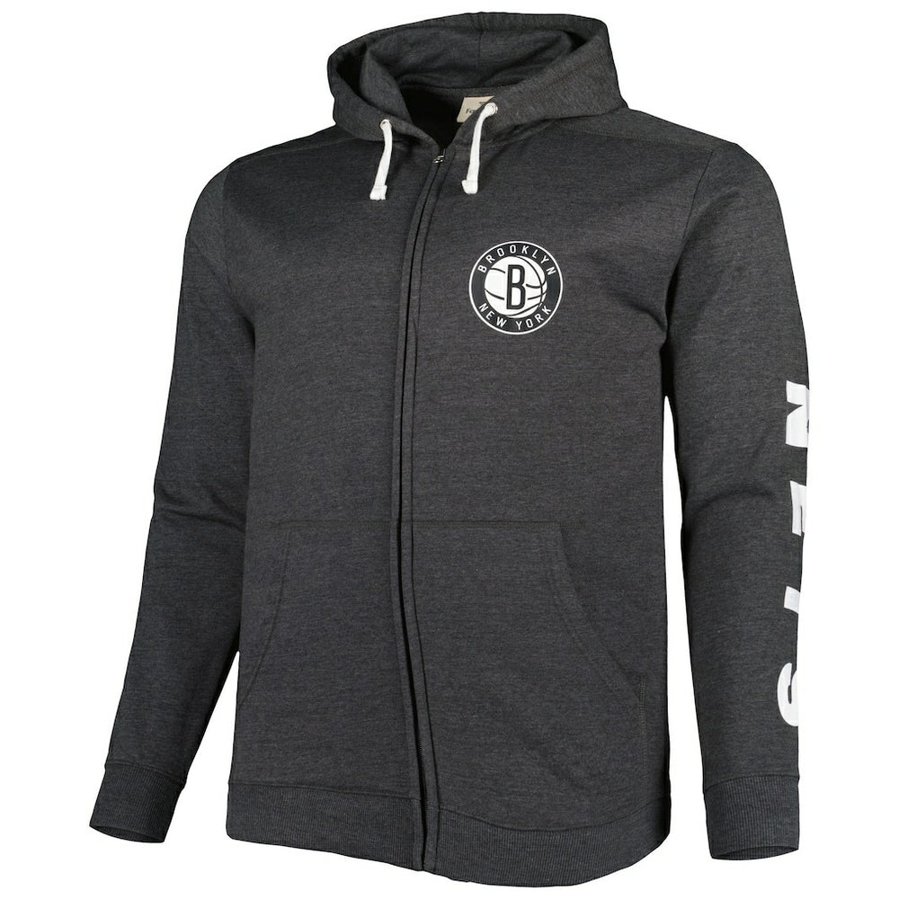 Fanatics - Brooklyn Nets Big & Tall Down and Distance Full-Zip Hoodie - Heathered Black