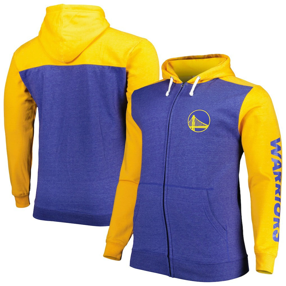 Fanatics - Golden State Warriors Big & Tall Down and Distance Full-Zip Hoodie - Royal/Gold