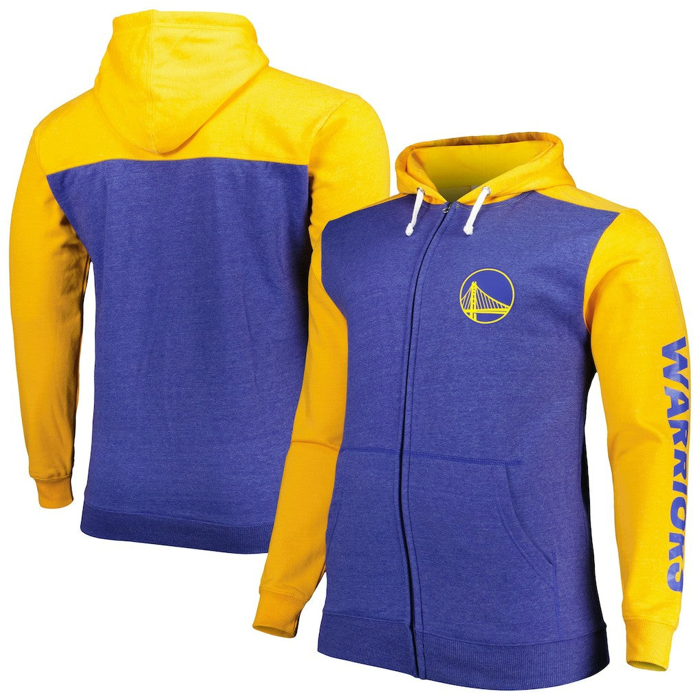 Fanatics - Golden State Warriors Big & Tall Down and Distance Full-Zip Hoodie - Royal/Gold