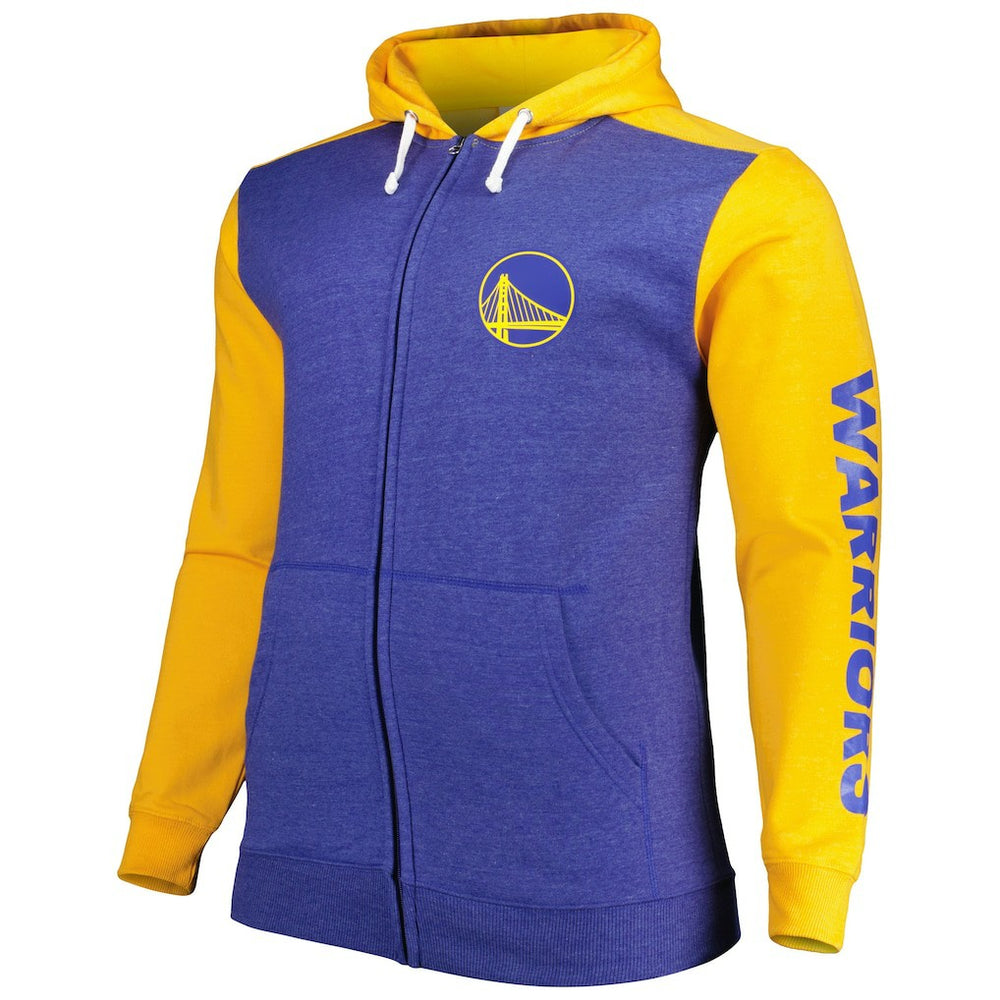 Fanatics - Golden State Warriors Big & Tall Down and Distance Full-Zip Hoodie - Royal/Gold