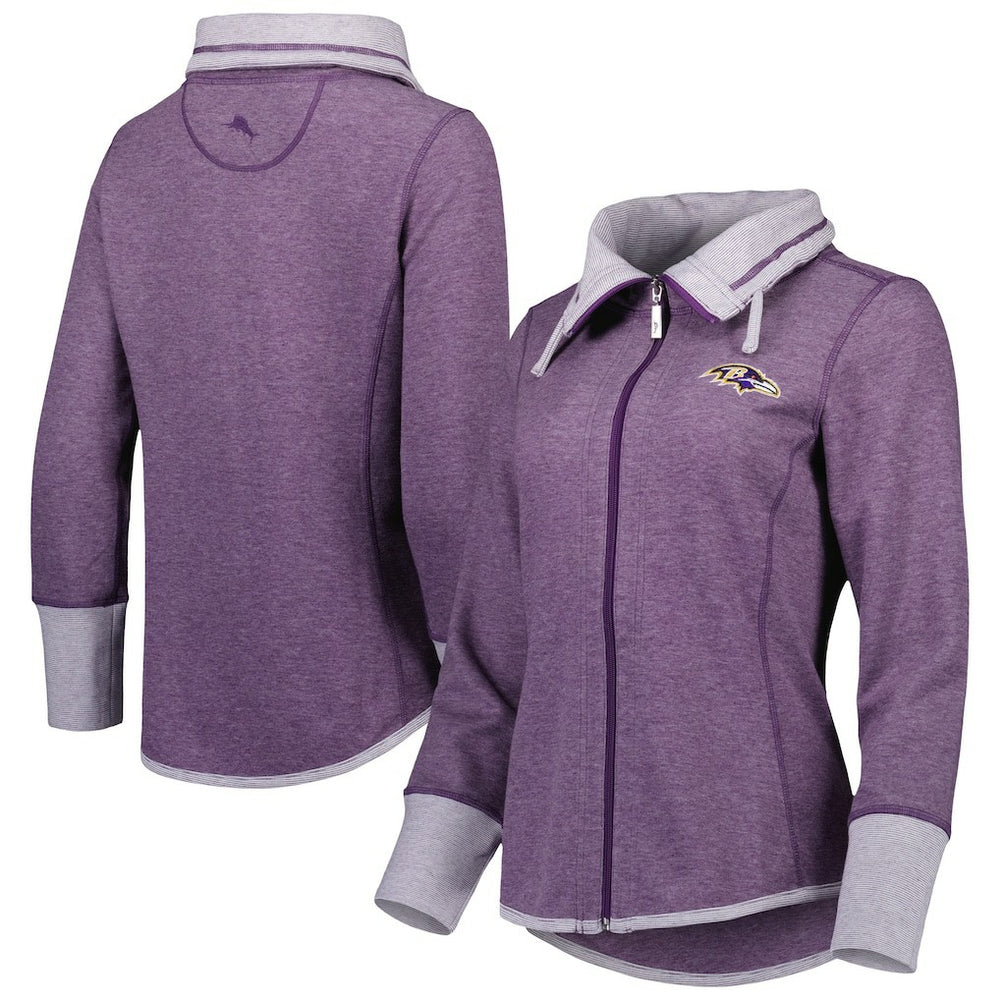 Baltimore Ravens Women's Sport Sun Fade Full-Zip Sweatshirt Heathered Purple - Tommy Bahama
