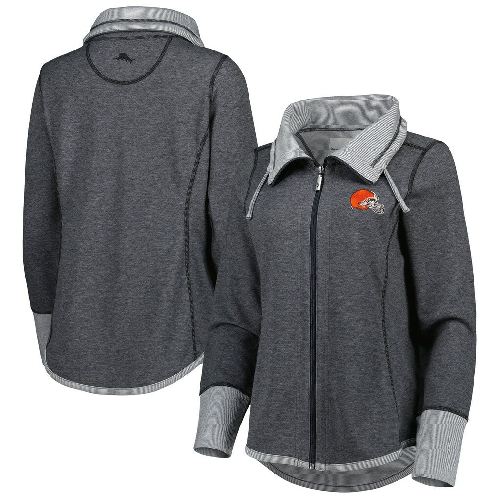 Cleveland Browns Women's Sport Sun Fade Full-Zip Sweatshirt Heathered Black - Tommy Bahama