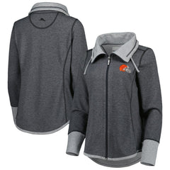 Cleveland Browns Women's Sport Sun Fade Full-Zip Sweatshirt Heathered Black - Tommy Bahama