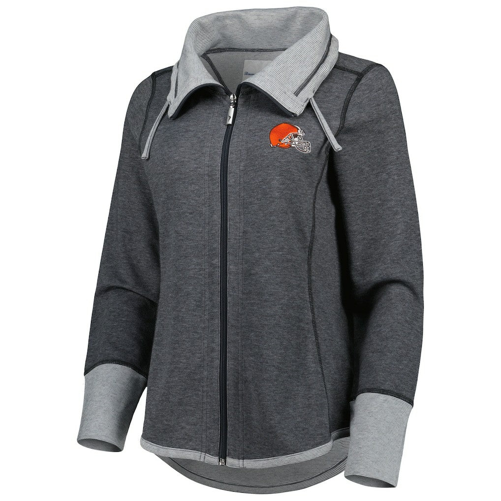 Cleveland Browns Women's Sport Sun Fade Full-Zip Sweatshirt Heathered Black - Tommy Bahama