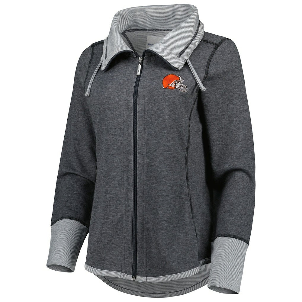 Cleveland Browns Women's Sport Sun Fade Full-Zip Sweatshirt Heathered Black - Tommy Bahama