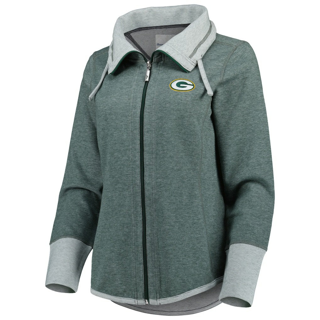 Green Bay Packers Women's Sport Sun Fade Full-Zip Sweatshirt Heathered Green - Tommy Bahama