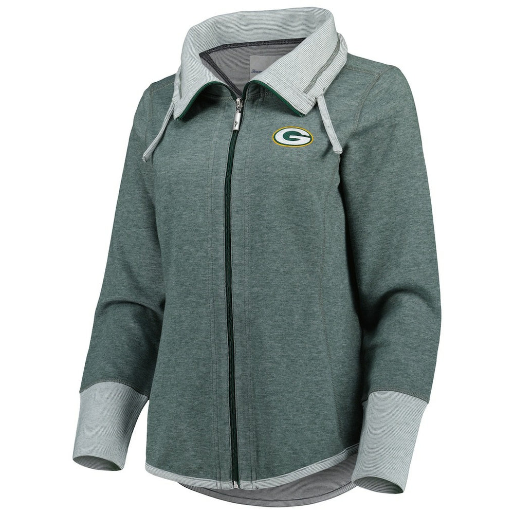 Green Bay Packers Women's Sport Sun Fade Full-Zip Sweatshirt Heathered Green - Tommy Bahama