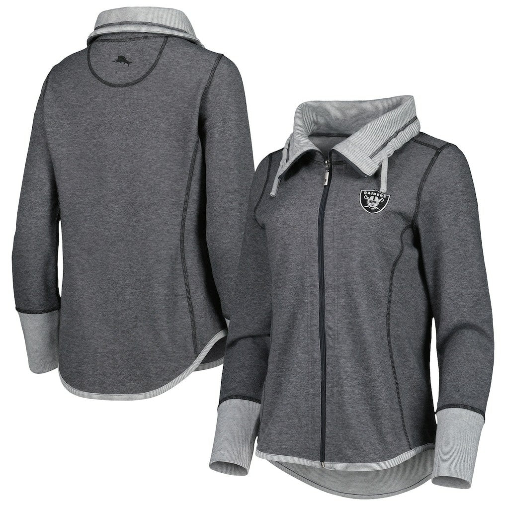 Las Vegas Raiders Women's Sport Sun Fade Full-Zip Sweatshirt Heathered Black - Tommy Bahama