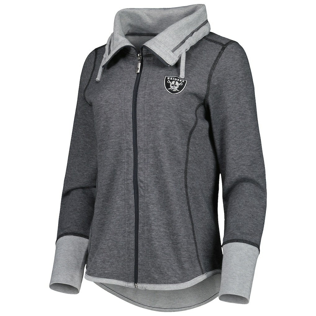 Las Vegas Raiders Women's Sport Sun Fade Full-Zip Sweatshirt Heathered Black - Tommy Bahama