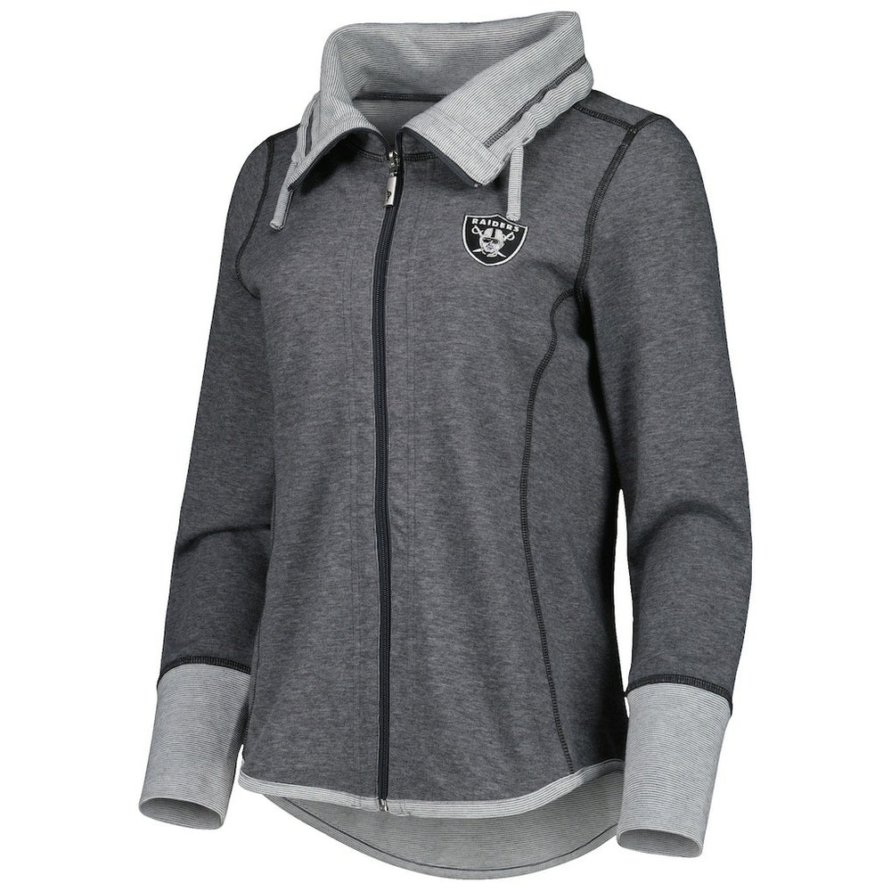 Las Vegas Raiders Women's Sport Sun Fade Full-Zip Sweatshirt Heathered Black - Tommy Bahama