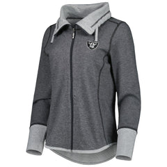 Las Vegas Raiders Women's Sport Sun Fade Full-Zip Sweatshirt Heathered Black - Tommy Bahama