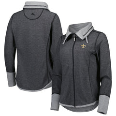 New Orleans Saints Women's Sport Sun Fade Full-Zip Sweatshirt Heathered Black - Tommy Bahama