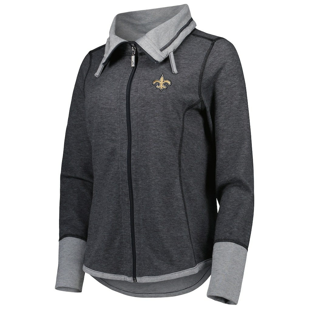 New Orleans Saints Women's Sport Sun Fade Full-Zip Sweatshirt Heathered Black - Tommy Bahama