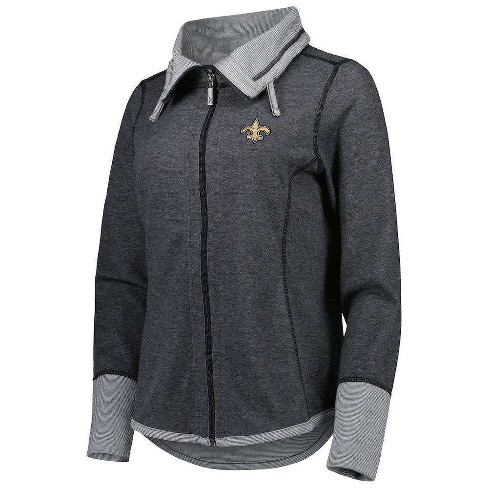 New Orleans Saints Women's Sport Sun Fade Full-Zip Sweatshirt Heathered Black - Tommy Bahama