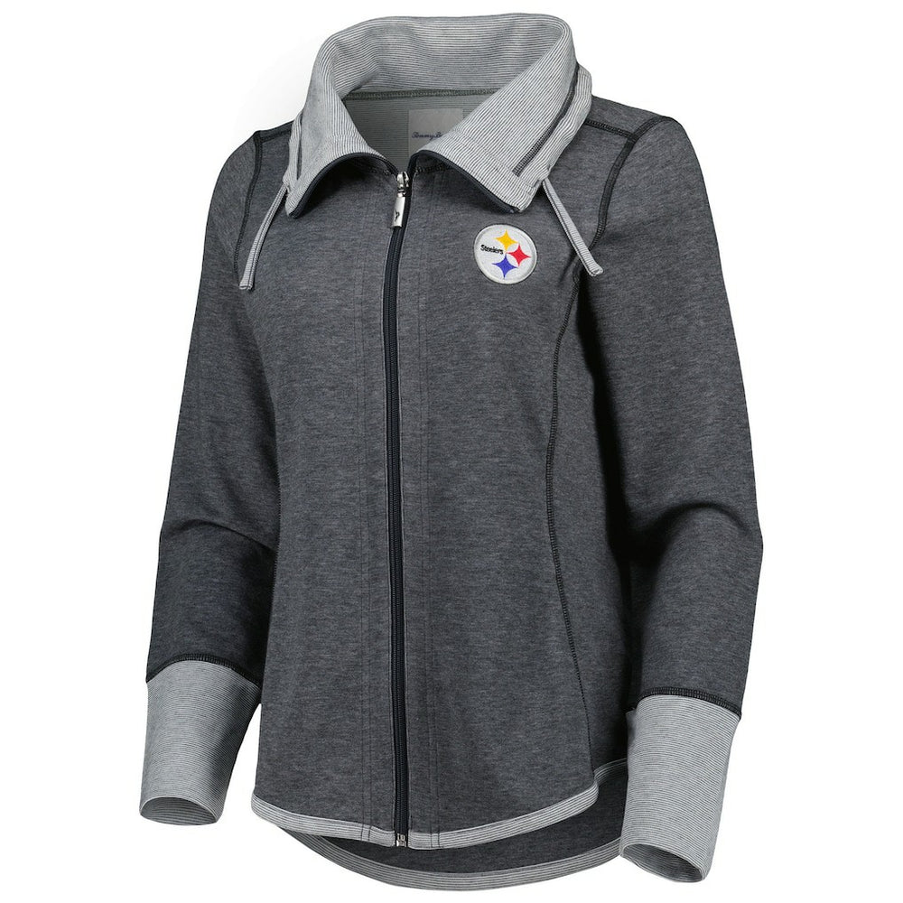 Pittsburgh Steelers Women's Sport Sun Fade Full-Zip Sweatshirt Heathered Black - Tommy Bahama