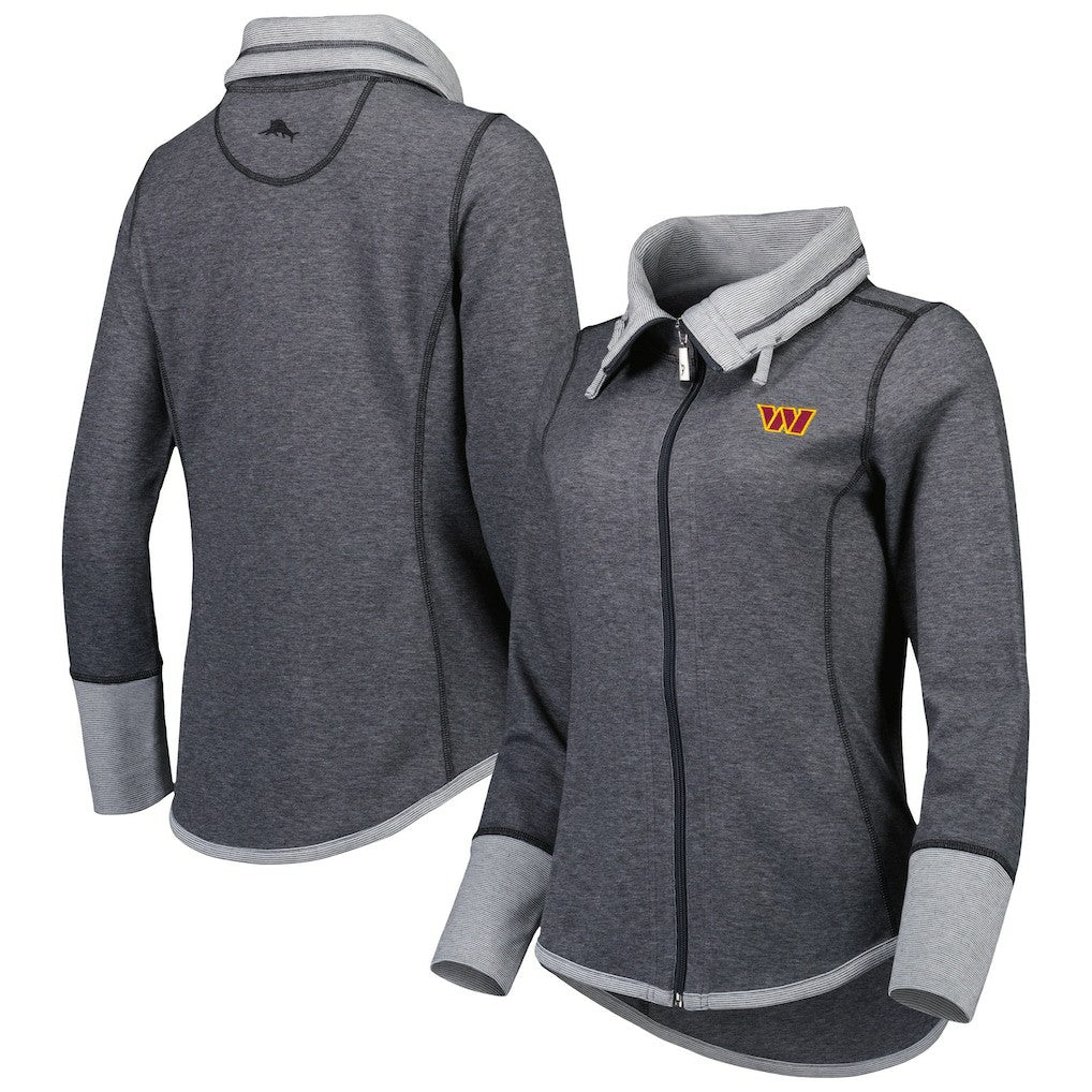 Washington Commanders Women's Sport Sun Fade Full-Zip Sweatshirt Heathered Black - Tommy Bahama
