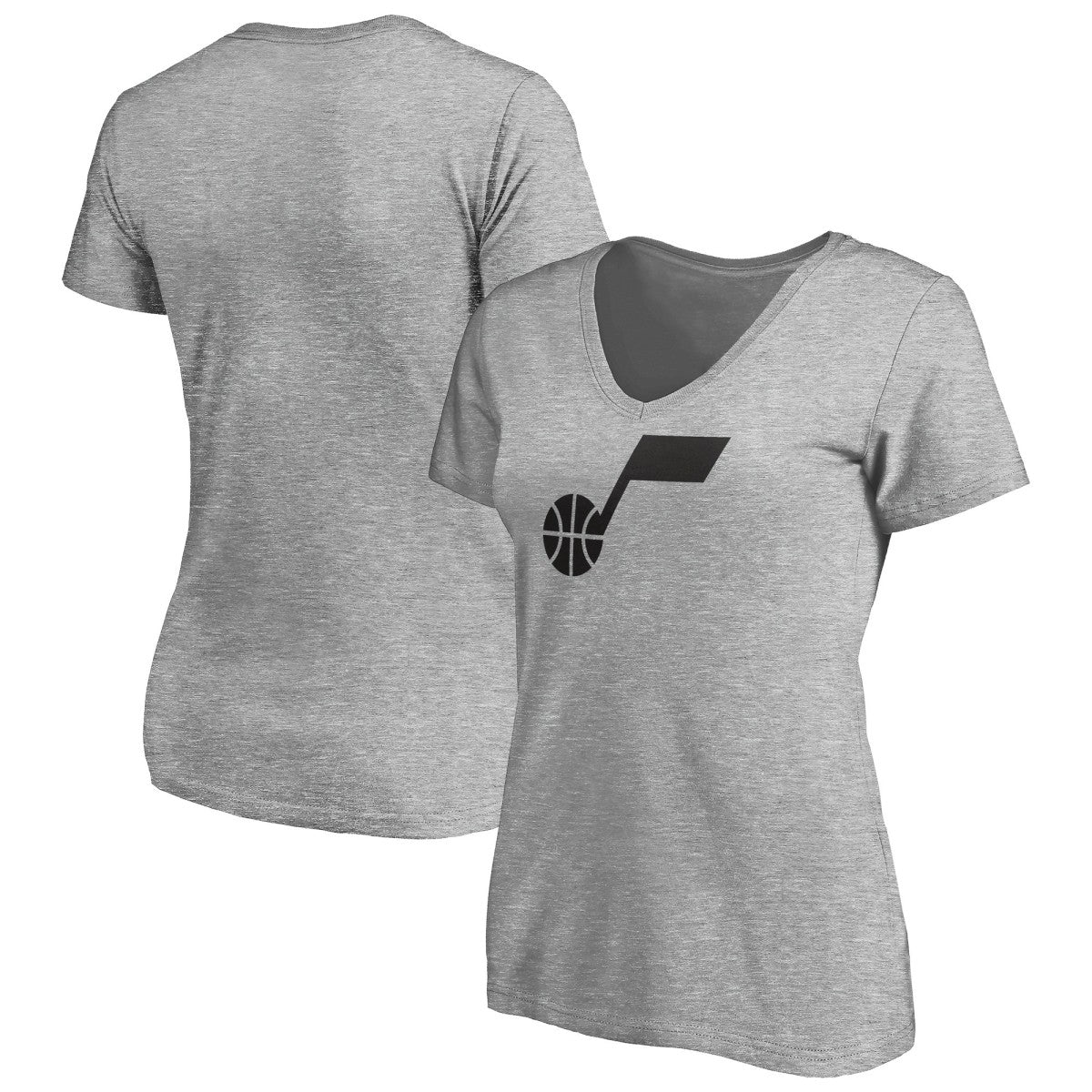 NBA - Utah Jazz Women's Primary Team Logo V-Neck T-Shirt - Heathered Gray