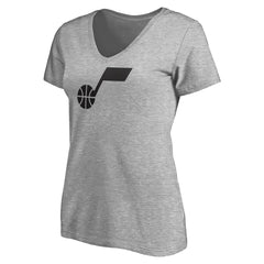 NBA - Utah Jazz Women's Primary Team Logo V-Neck T-Shirt - Heathered Gray