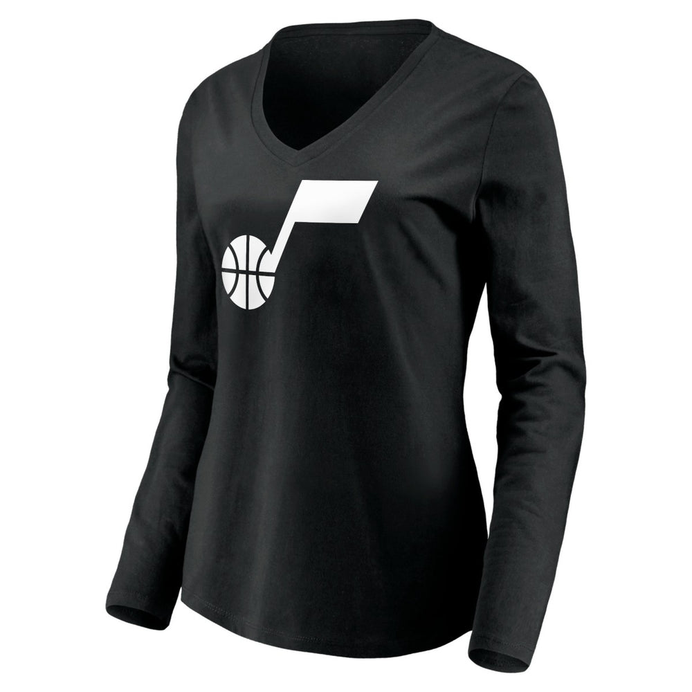 NBA - Utah Jazz Women's Primary Logo Team Long Sleeve V-Neck T-Shirt - Black