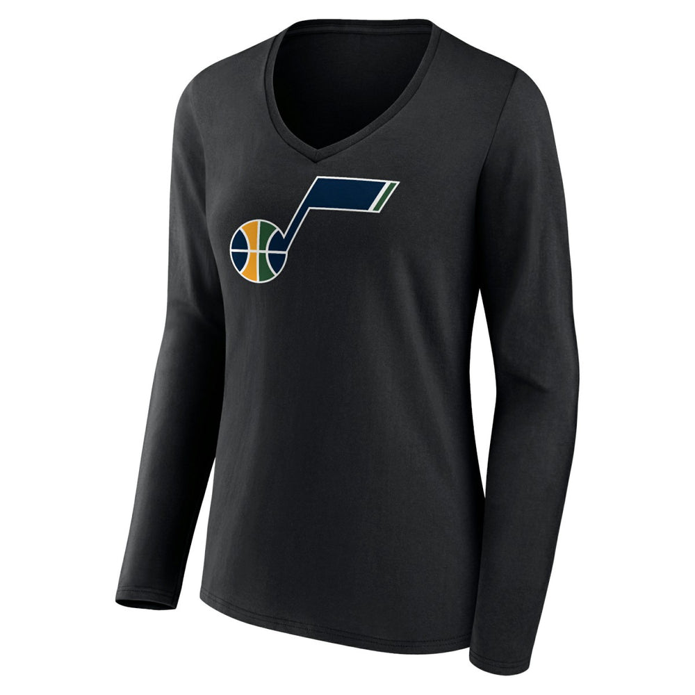 NBA - Utah Jazz Women's Primary Logo Team Long Sleeve V-Neck T-Shirt - Black