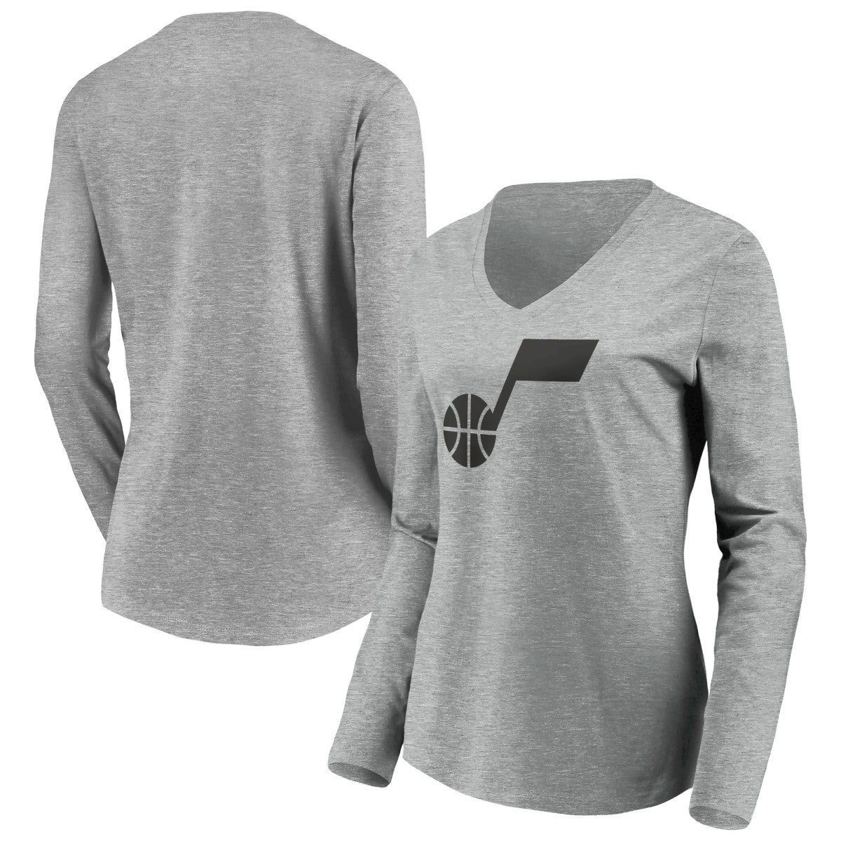 NBA - Utah Jazz Women's Primary Logo Team Long Sleeve V-Neck T-Shirt - Heathered Gray