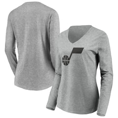 NBA - Utah Jazz Women's Primary Logo Team Long Sleeve V-Neck T-Shirt - Heathered Gray