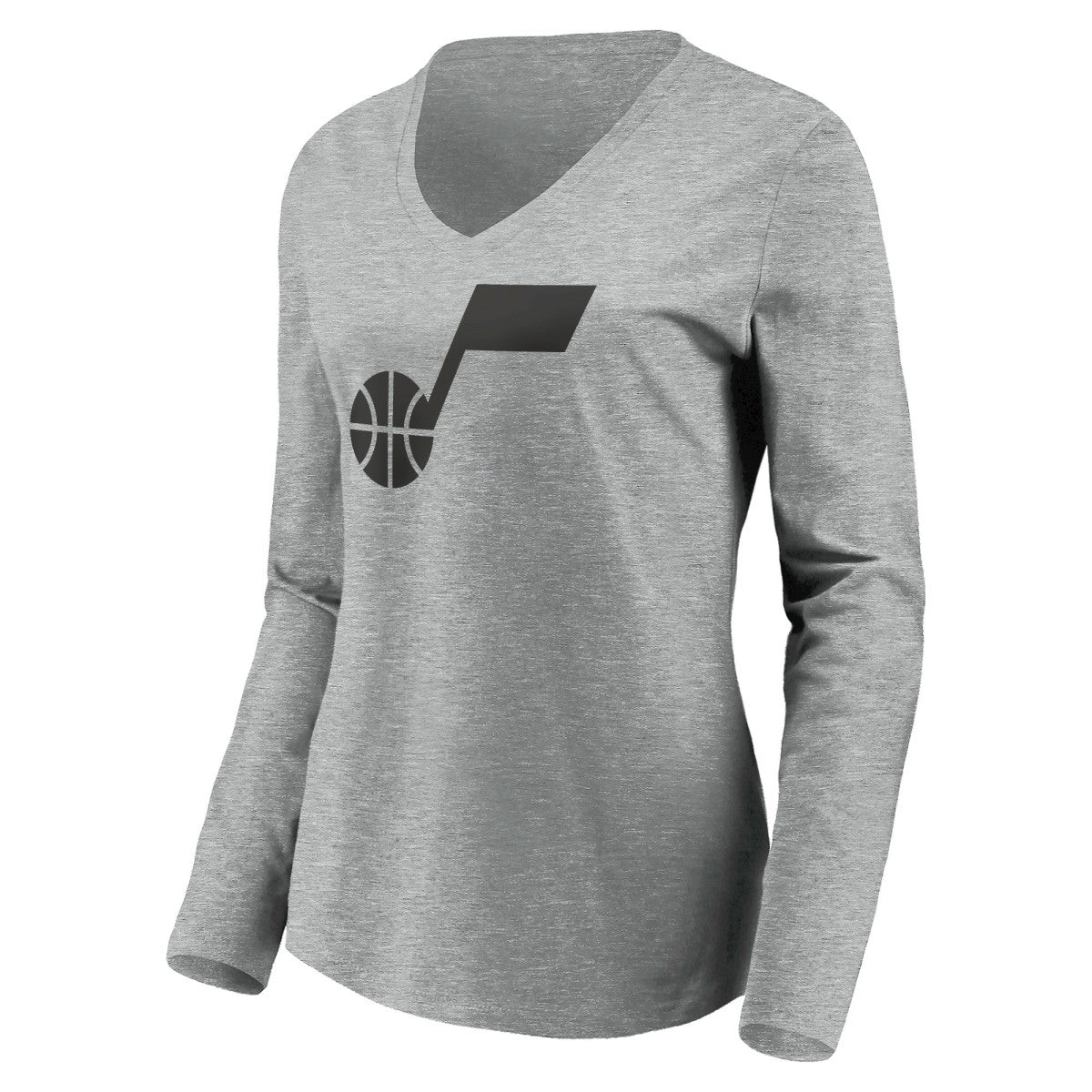 NBA - Utah Jazz Women's Primary Logo Team Long Sleeve V-Neck T-Shirt - Heathered Gray
