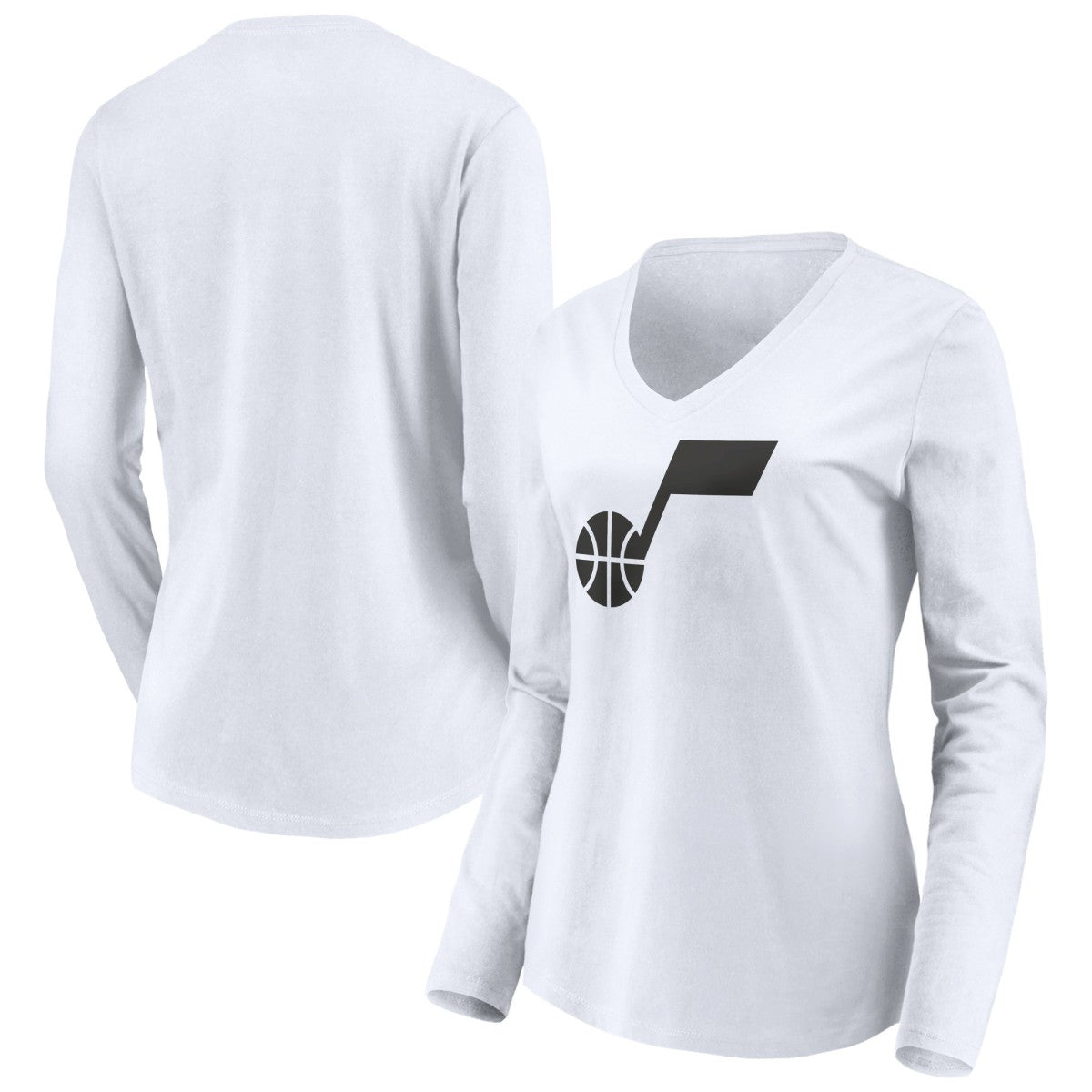NBA - Utah Jazz Women's Primary Logo Team Long Sleeve V-Neck T-Shirt - White