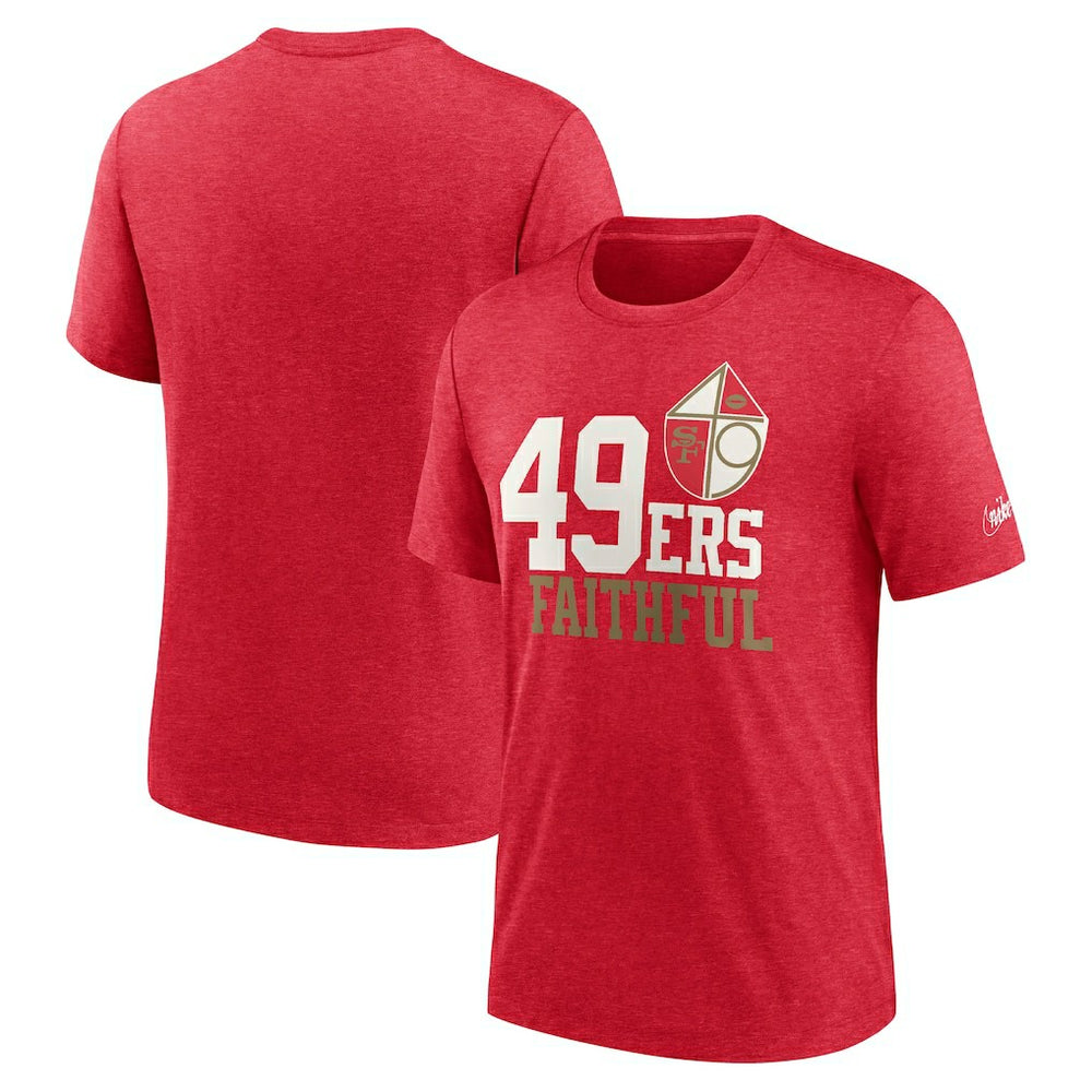 San Francisco 49ers Local Tri-Blend T-Shirt Heather Scarlet - Nike