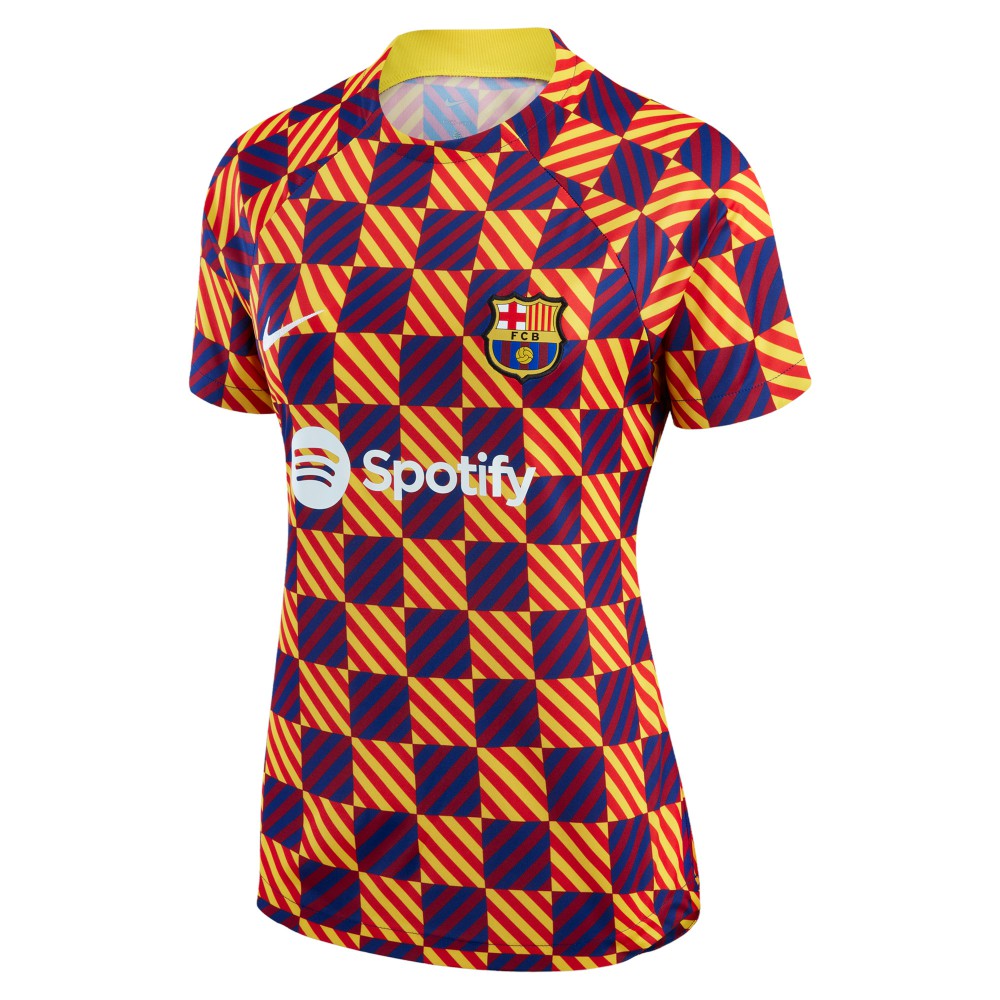 Nike Barcelona Women's 2022/23 Pre-Match Raglan Performance Top - Yellow