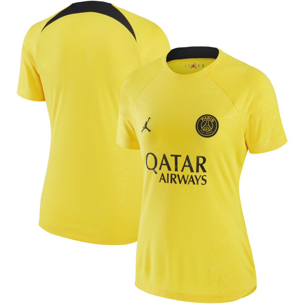 Jordan Paris Saint-Germain Jordan Brand Women's 2022/23 Pre-Match Raglan Performance Top - Yellow