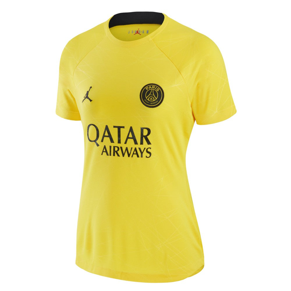 Jordan Paris Saint-Germain Jordan Brand Women's 2022/23 Pre-Match Raglan Performance Top - Yellow