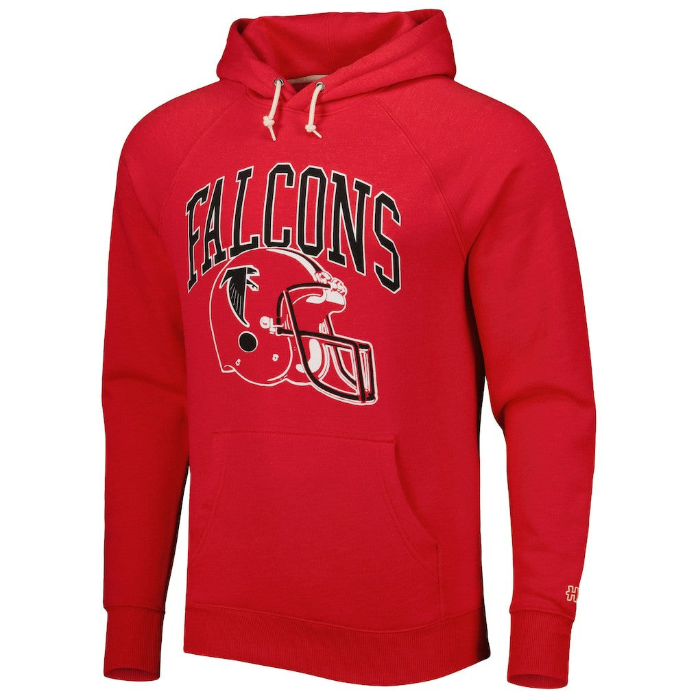Atlanta Falcons Homage Retro Helmet Tri-Blend Raglan Pullover Hoodie Red - NFL