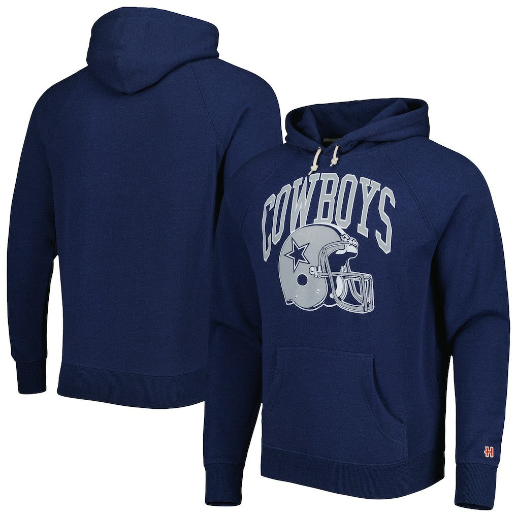 Dallas Cowboys Homage Retro Helmet Tri-Blend Raglan Pullover Hoodie Navy - NFL